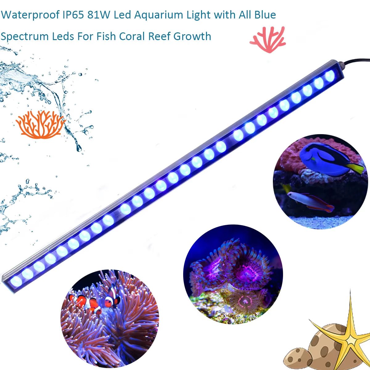54W/81W/108W Led Aquarium Light with Only 470Nm Blue Spectrum Strip Light Beautiful Your Coral Reef Fish Tank Lamp - My CTC Pet Store