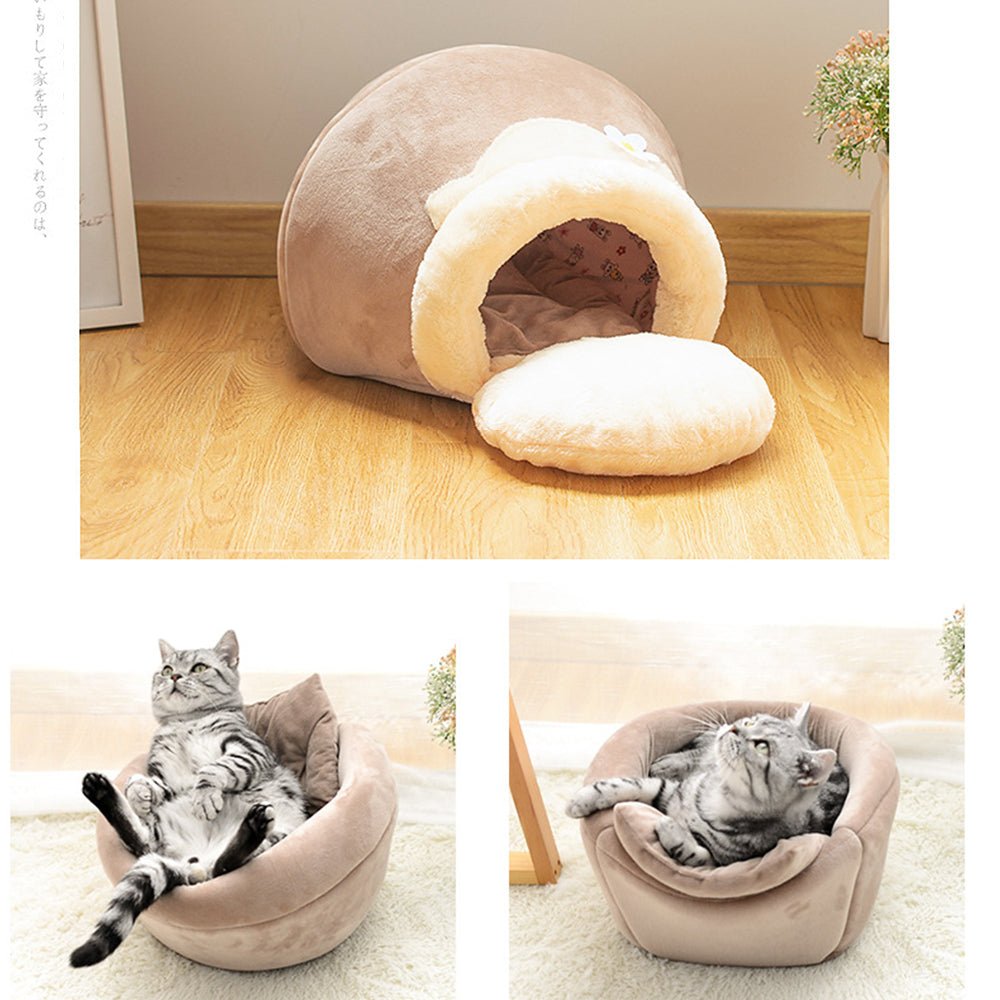 3 - In - 1 Cat and Dog Pet House Basin - Shaped Cave Soft Bed - My CTC Pet Store