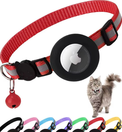 Airtag Cat Collar Breakaway, Reflective Kitten Collar with Apple Air Tag Holder and Bell for Girl Boy Cats, 0.4 Inches - My CTC Pet Store