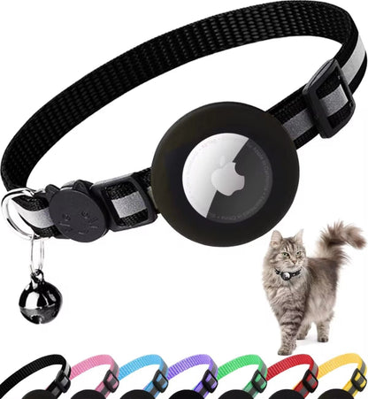 Airtag Cat Collar Breakaway, Reflective Kitten Collar with Apple Air Tag Holder and Bell for Girl Boy Cats, 0.4 Inches - My CTC Pet Store
