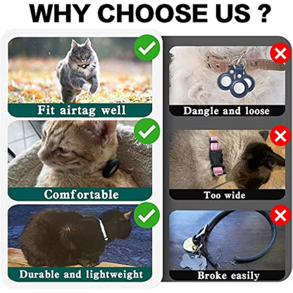 Airtag Cat Collar Breakaway, Reflective Kitten Collar with Apple Air Tag Holder and Bell for Girl Boy Cats, 0.4 Inches - My CTC Pet Store