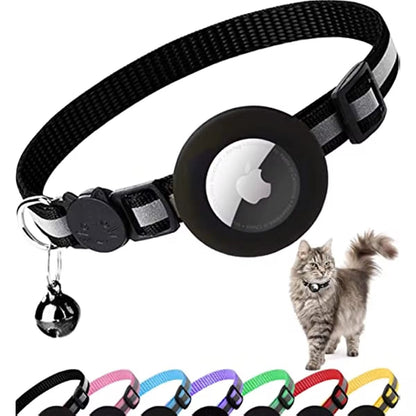 Airtag Cat Collar Breakaway, Reflective Kitten Collar with Apple Air Tag Holder and Bell for Girl Boy Cats, 0.4 Inches - My CTC Pet Store