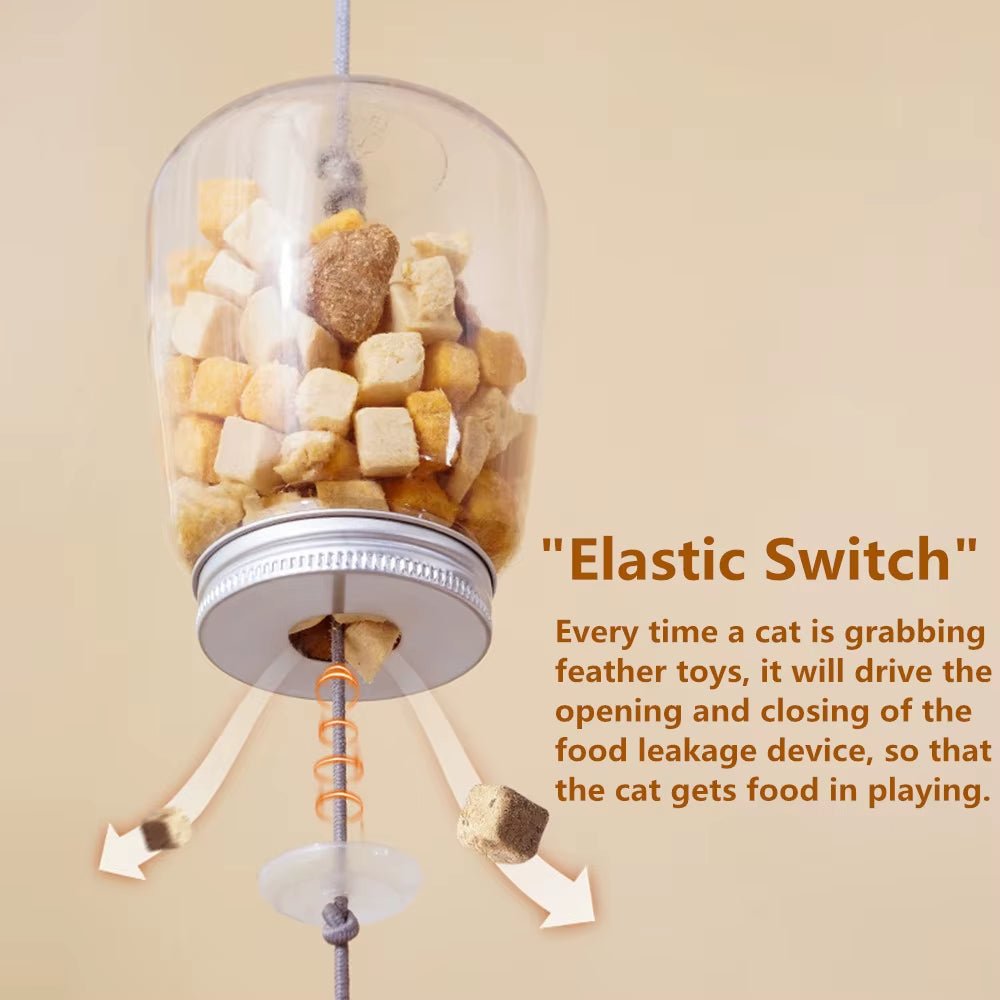Cat Toy Interactive Cats Leak Food Feather Toys with Bell Hanging Door Scratch Rope Pets Food Feeder Dispenser Kitten Catnip Toy - My CTC Pet Store
