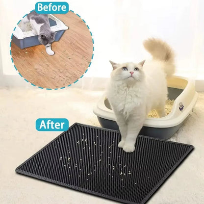 Cats Litter Mat Double Layer EVA Cat Litter Pad Large Hole Anti - Slip Sand Bowl Filter Mat Sandbox Mat for Cat Cats Accessories - My CTC Pet Store