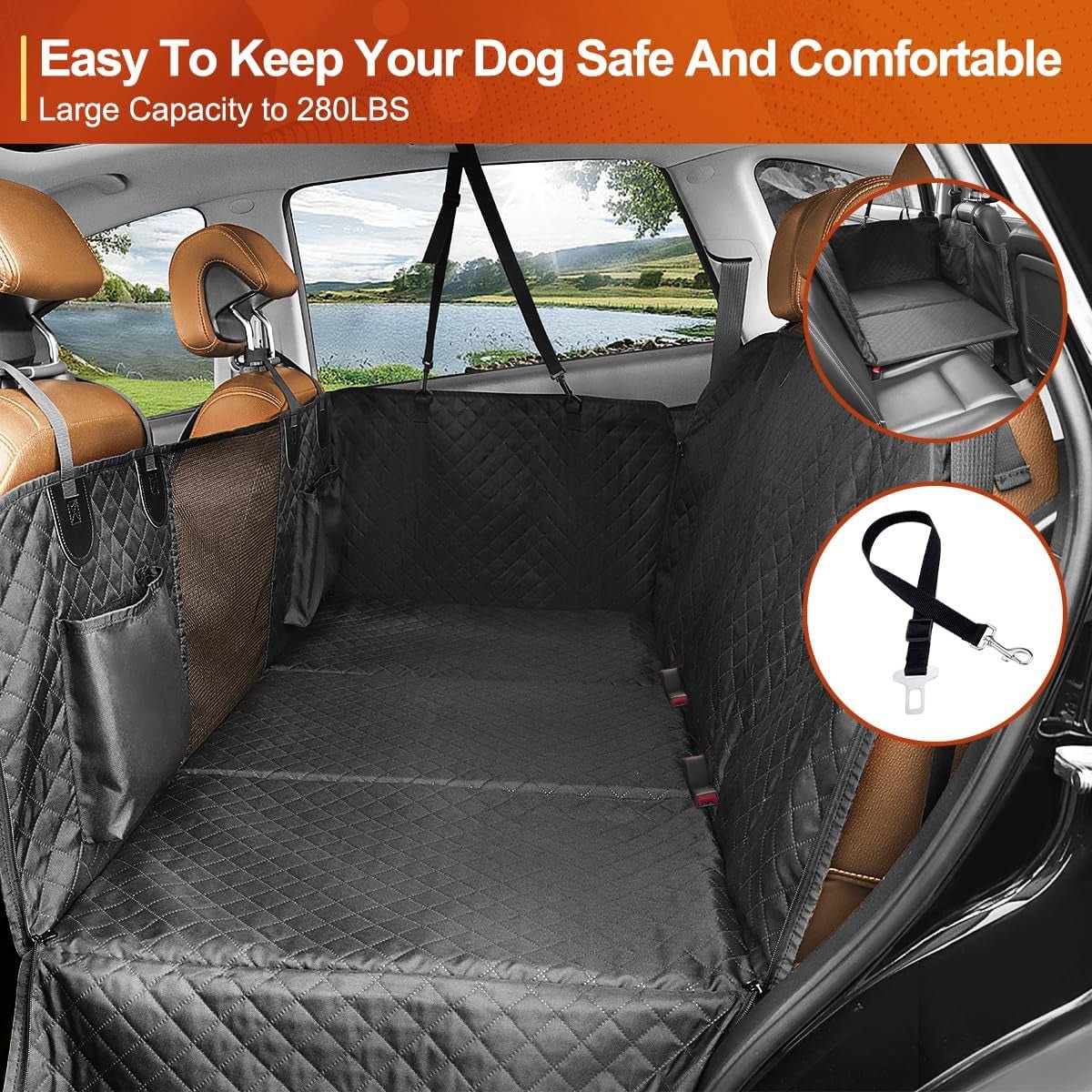Dog Car Seat Cover, Dog Hammock for Car Backseat, Non Inflatable Seat Cover for Back Seat,Hard Bottom Back Seat Protector for Cars,Trucs & Suvs - My CTC Pet Store