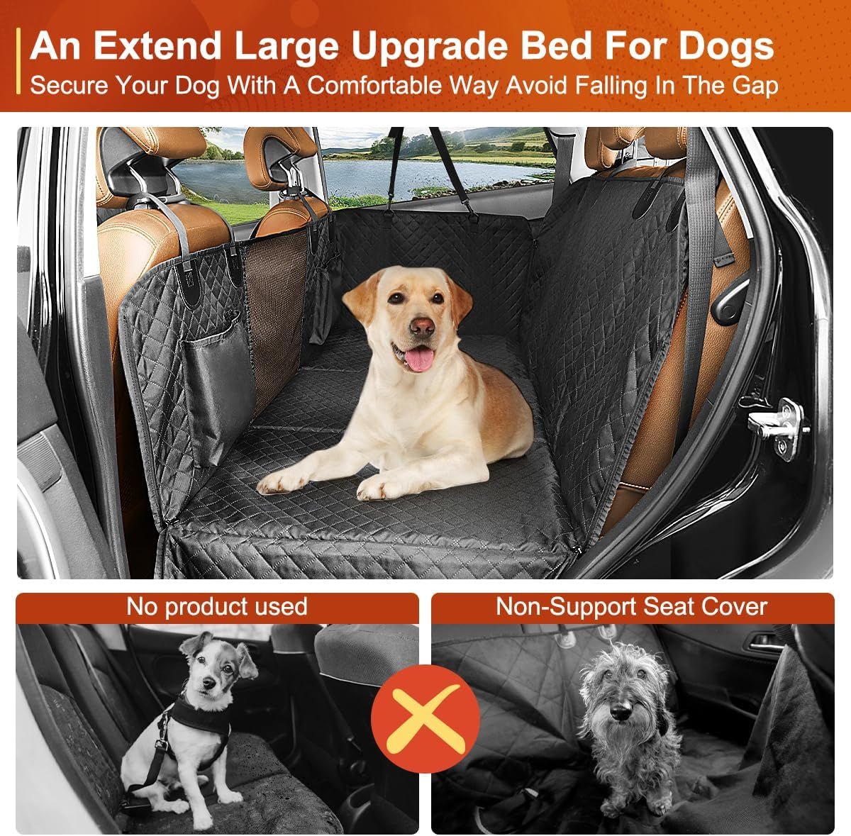 Dog Car Seat Cover, Dog Hammock for Car Backseat, Non Inflatable Seat Cover for Back Seat,Hard Bottom Back Seat Protector for Cars,Trucs & Suvs - My CTC Pet Store