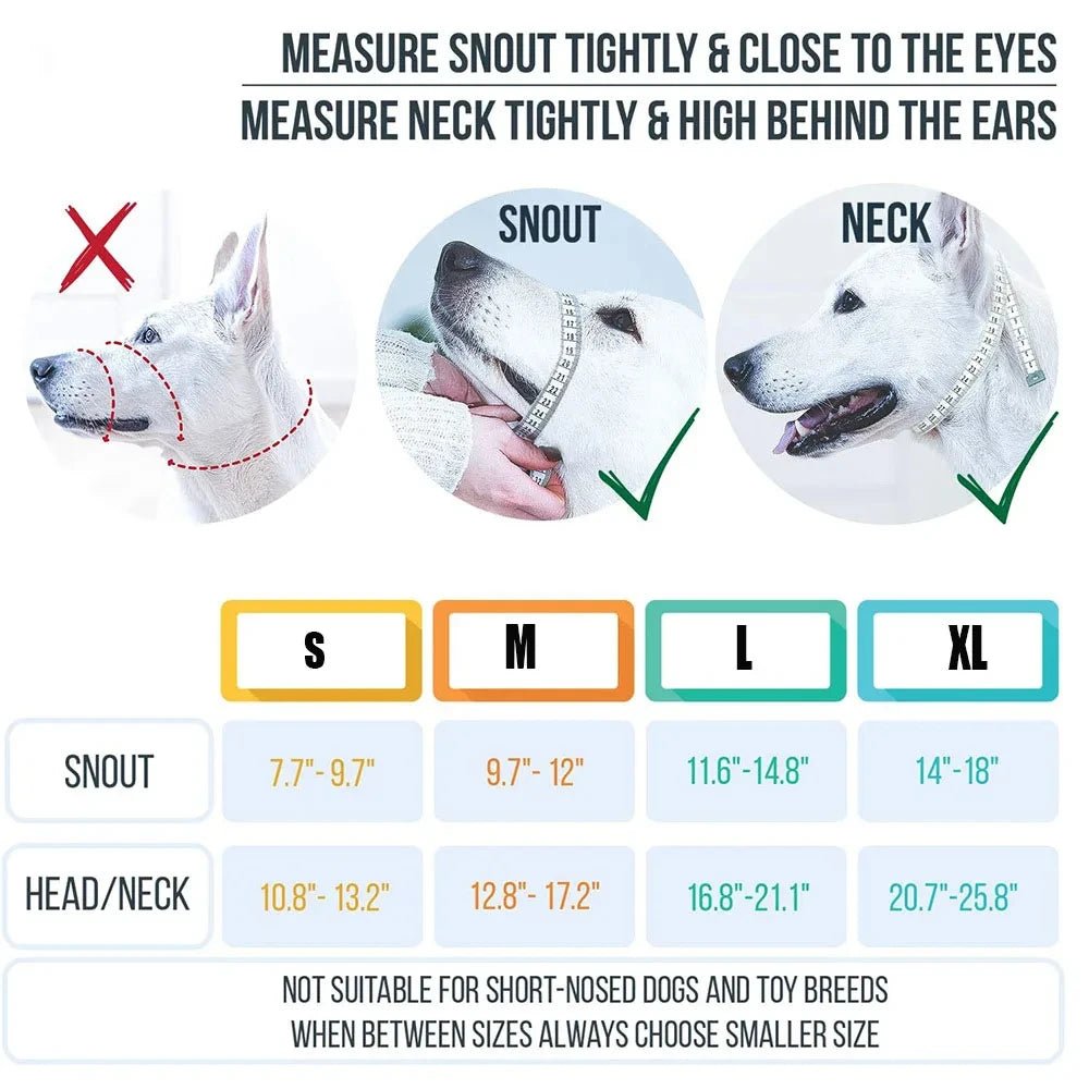 Dog Mouth Muzzle anti Bark Dog Collar Breathable Dog Training Tool Nylon Muzzle Set with Reflective Strips Summer Pet Leashes - My CTC Pet Store