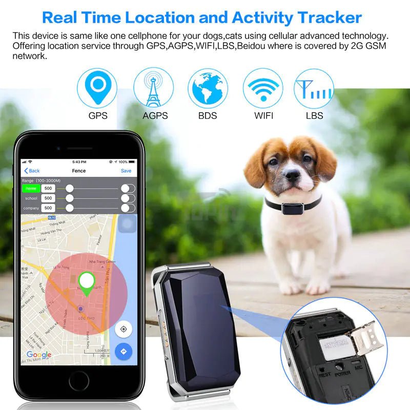 GPS Pet Tracker Halsband voor het Verloren Huisdier Locatie Tracking - My CTC Pet Store