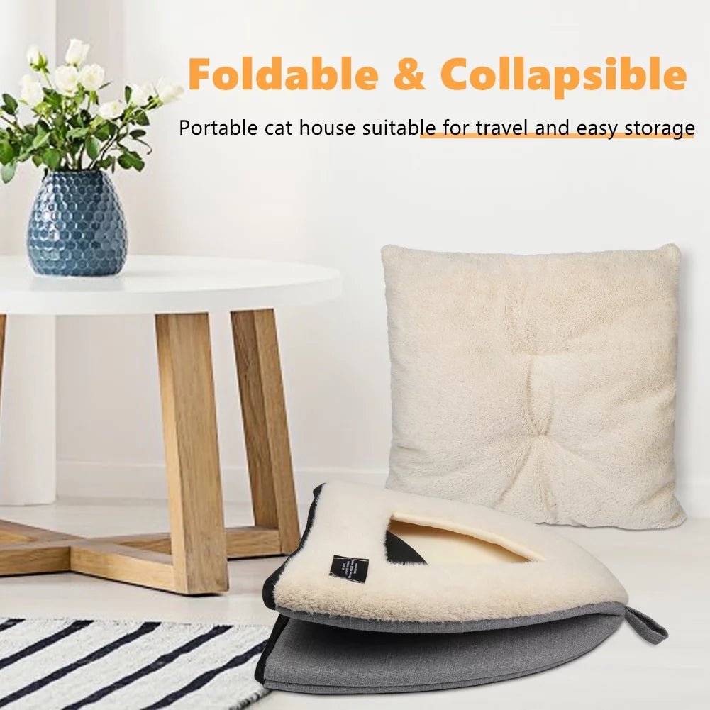 Pet Beds Medium 2 - In - 1 Cozy Cat Bed with Removable Cushion, Silver Gray - My CTC Pet Store