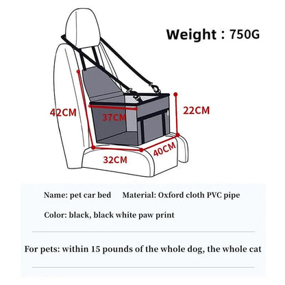 Pet Car Bed Carrier Safety Seat Bag Waterproof Basket Folding Hammock Carriers Bag for Cat Dogs Safety Travelling Mesh Bags Pad - My CTC Pet Store