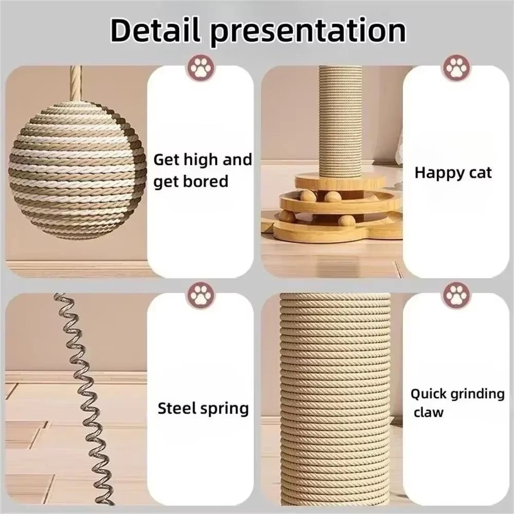 Pet Cat Toy Cat Scratcher Cat Turntable Funny Cat Stick Balls Durable Sisal Scratching Board Cat Supplies Cat Grab Column - My CTC Pet Store