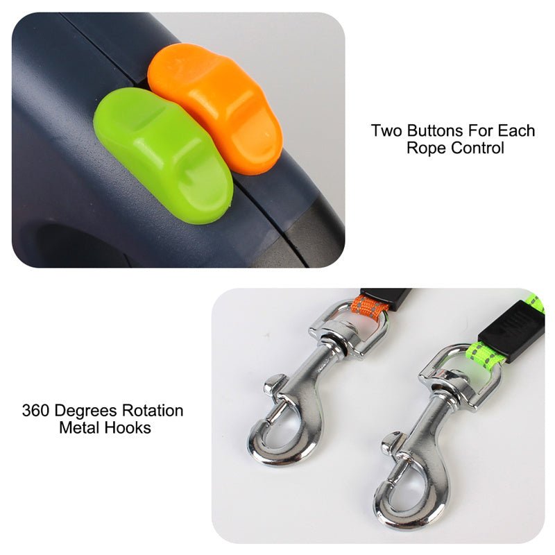 Retractable Dog Leash For Small Dogs Reflective Dual Pet Leash Lead - My CTC Pet Store